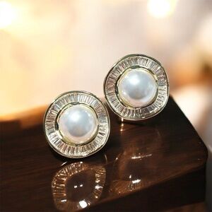 Elegant Gold and Silver Pearl Earrings